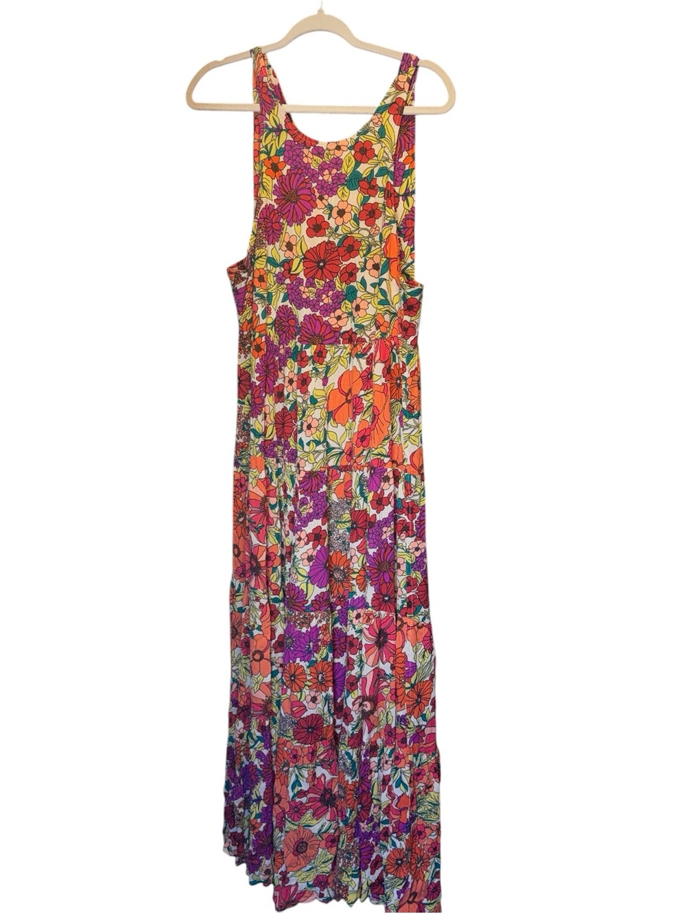 Natural life Floral Maxi Sundress Multicolor sleeveless boho comfort NEW medium